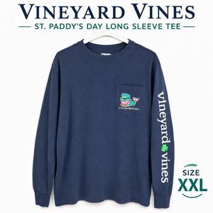 Vineyard Vines St Paddy’s Day Whale Long Sleeve Tee Shirt XXL Blue Graphic